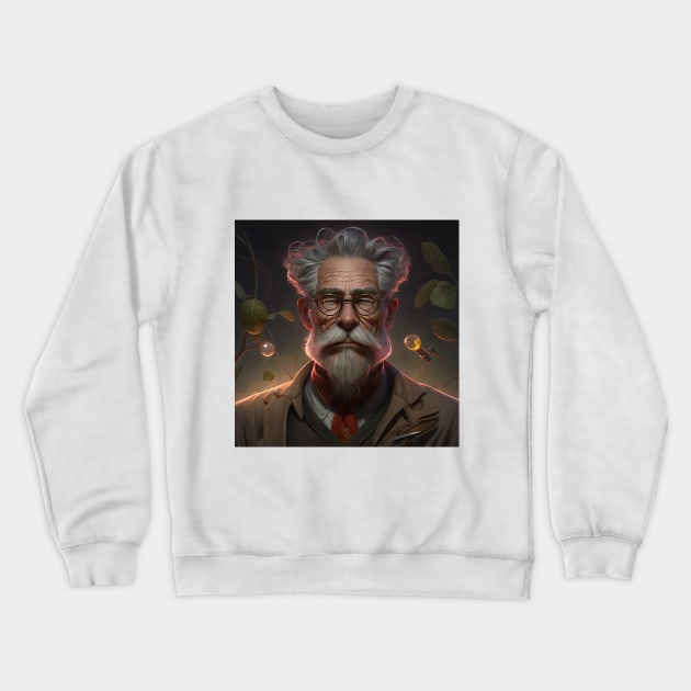 Portrait of old man wise scientist Crewneck Sweatshirt by Danielleroyer